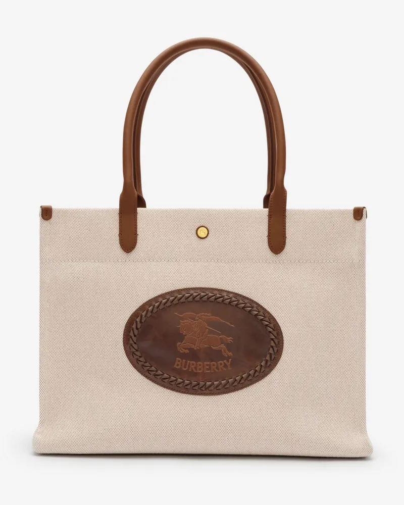 Burberry Mittelgroße Henkeltasche „Clovelly Naturweiß