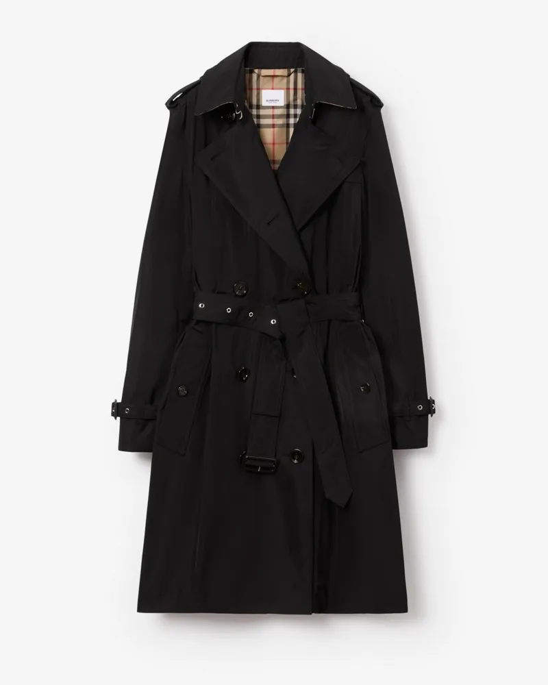 Burberry Mittellanger, leichter Trenchcoat „Kensington“ , Size Black