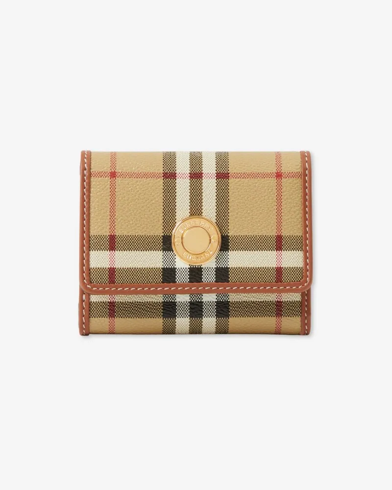 Burberry Kleine Faltbrieftasche in Check Vintage-beige