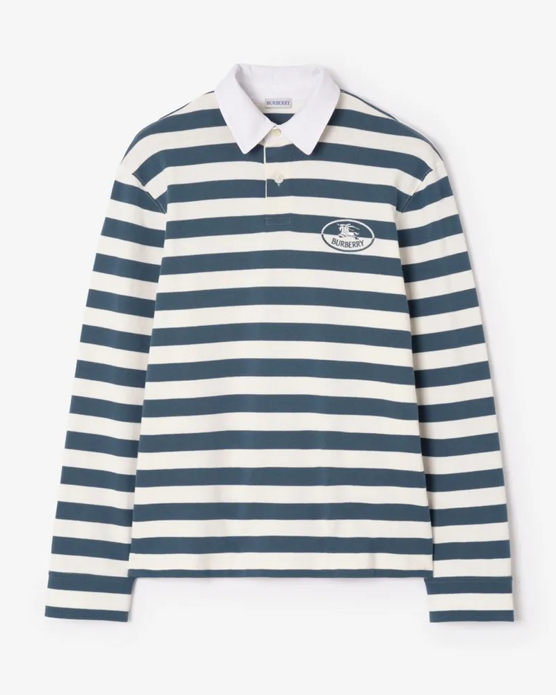 Burberry Rugbyshirt aus Baumwolle mit Knight Stamp , Size Nickel-blau