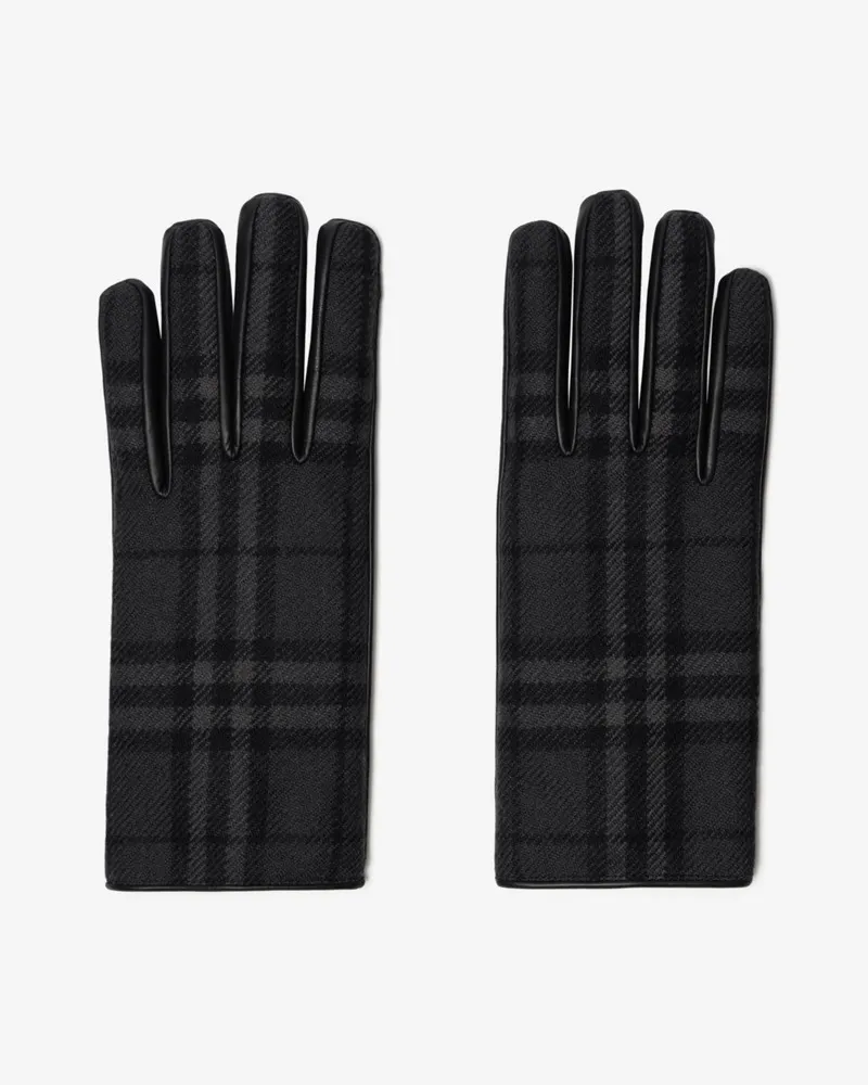 Burberry Wollhandschuhe mit Karomuster , Size Iron-grau