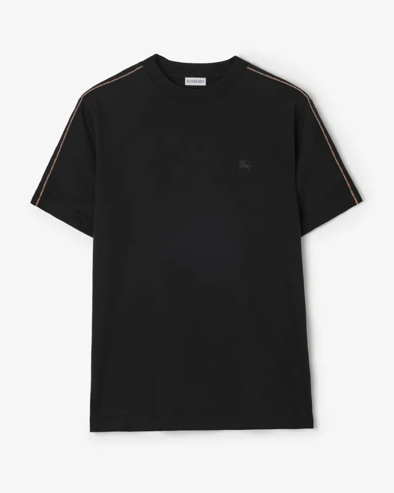Burberry Baumwoll-T-Shirt mit Paspelierung in Check , Size Black
