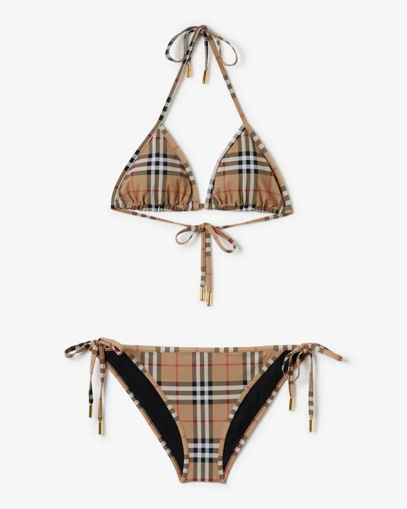 Burberry Triangelbikini in Check Vintage-beige