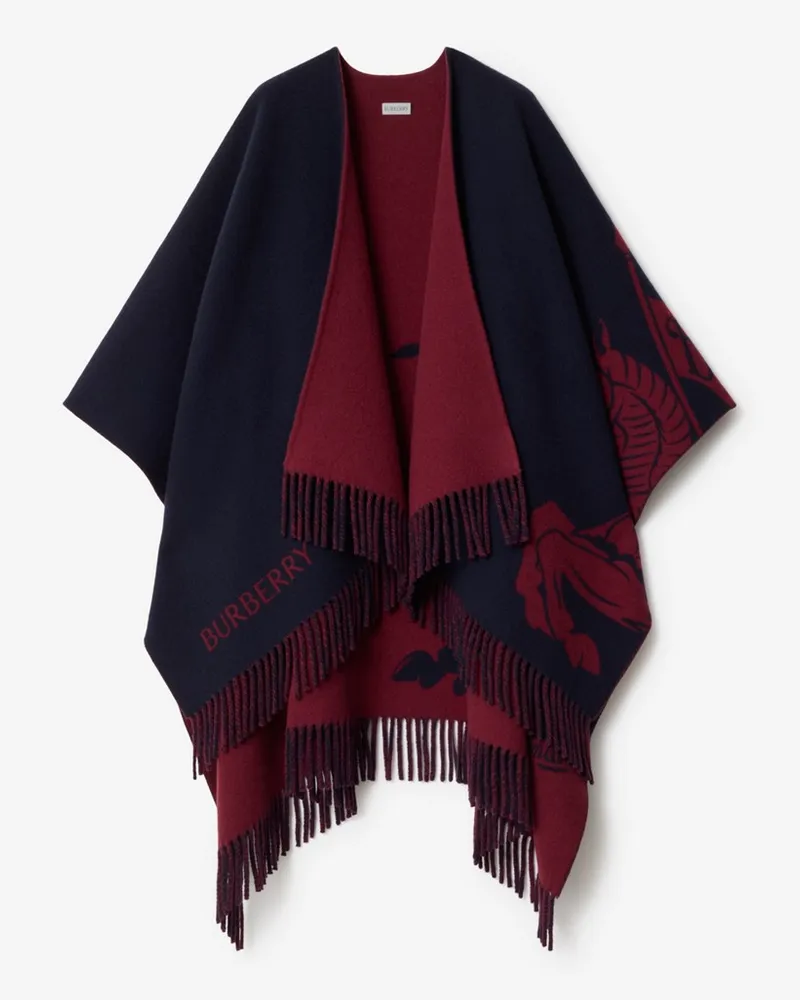 Burberry Woll-Kaschmircape mit EKD-Motiv Sash-rot