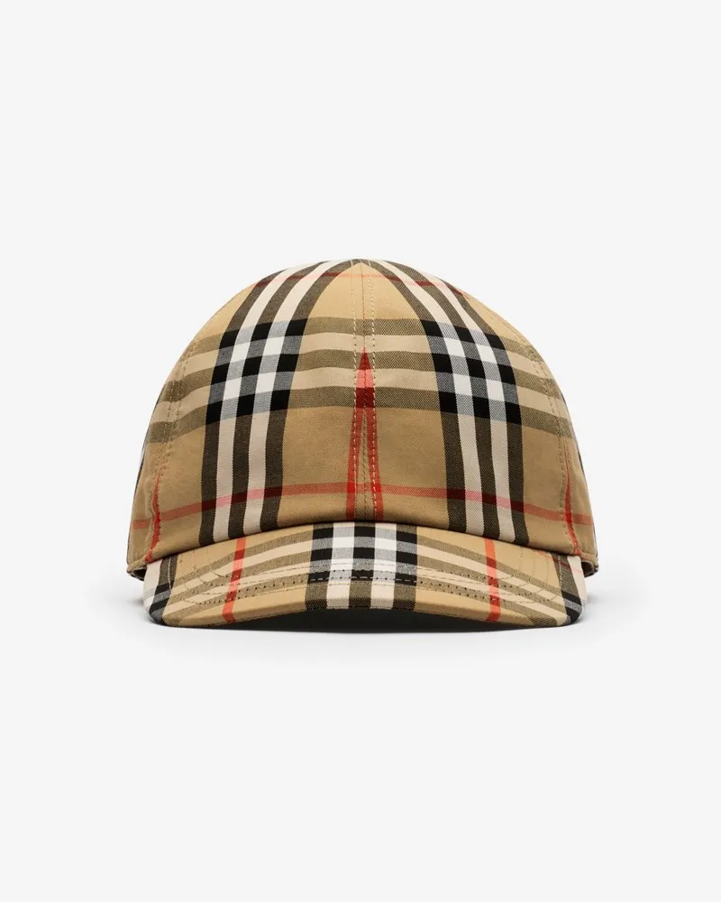 Burberry Baumwoll-Basecap in Check Sand-beige