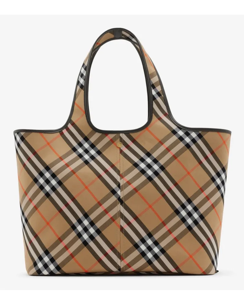 Burberry Mittelgroße Henkeltasche in Check Sand