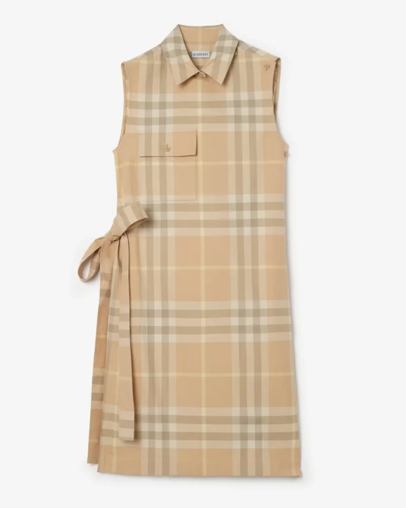 Burberry Baumwoll-Hemdkleid in Check , Size Beige-beige
