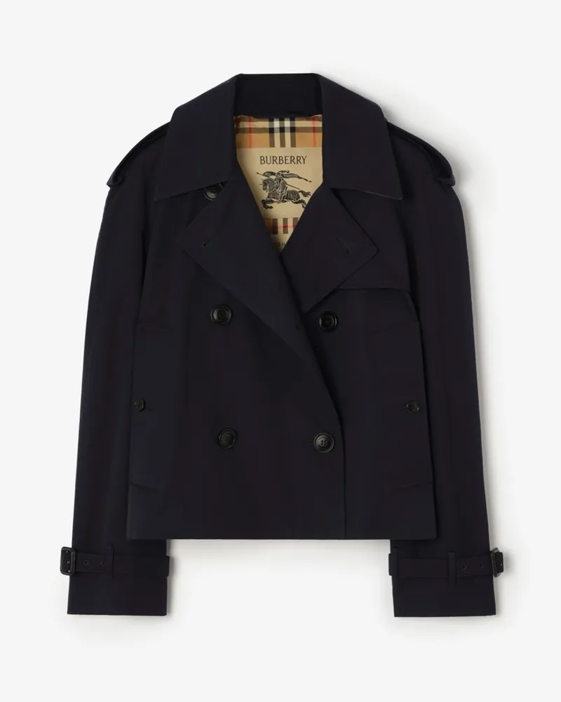 Burberry Cropped-Trenchjacke „Mayfair“ aus Gabardine , Size Kohleblau