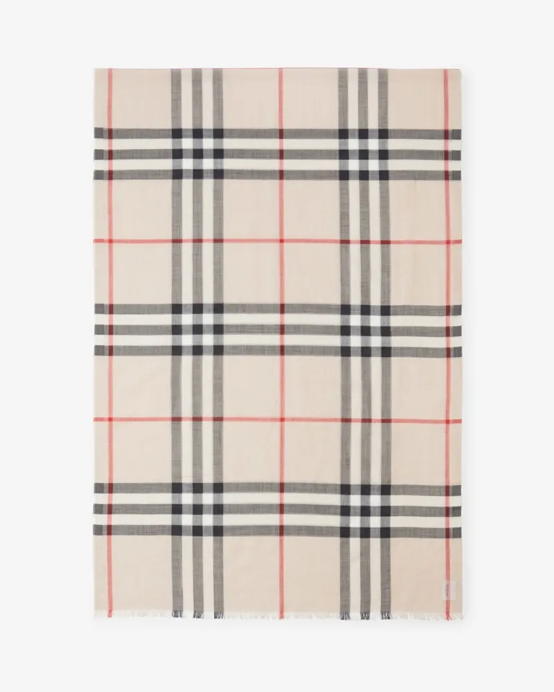 Burberry Schal aus Wolle und Seide in Check Beige