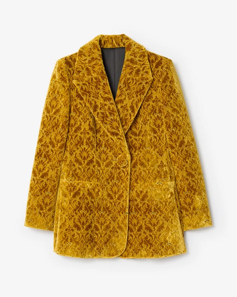 Burberry Samtblazer mit Barockmuster Pear-gelb