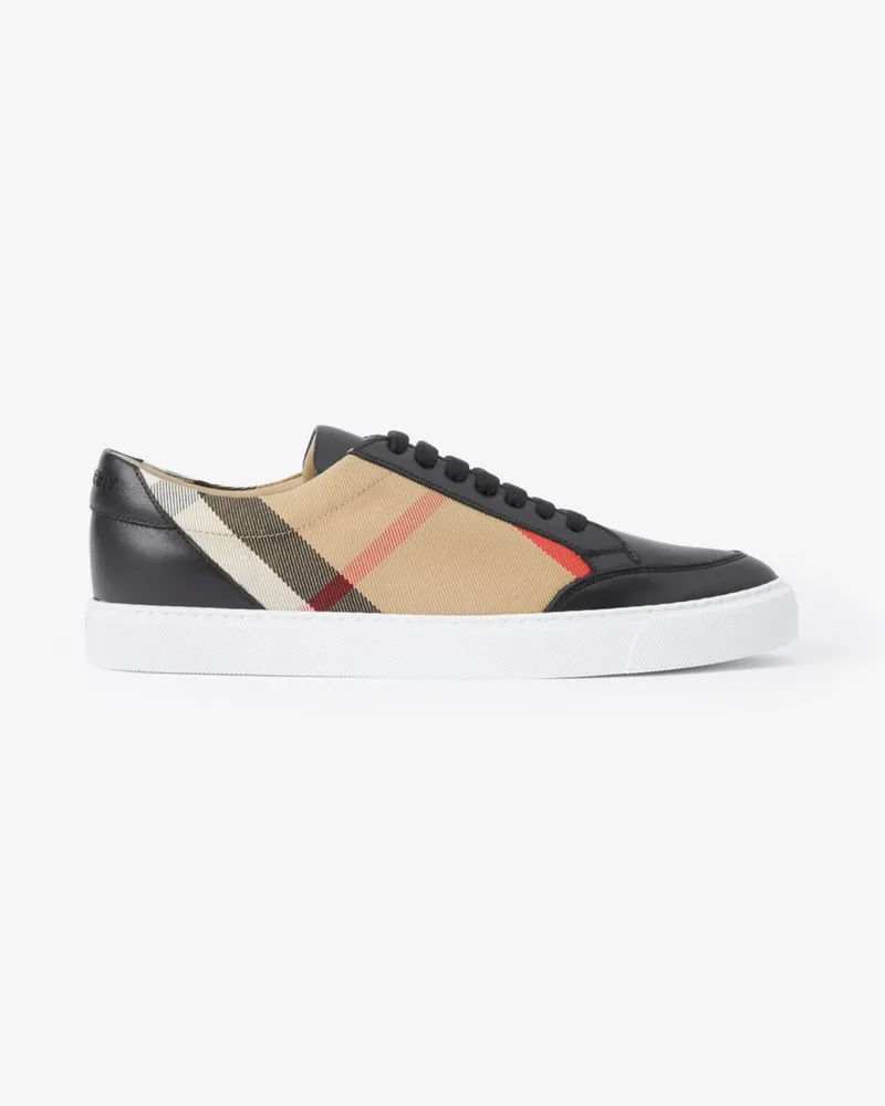 Burberry Sneaker aus House Check-Gewebe und Leder Schwarz