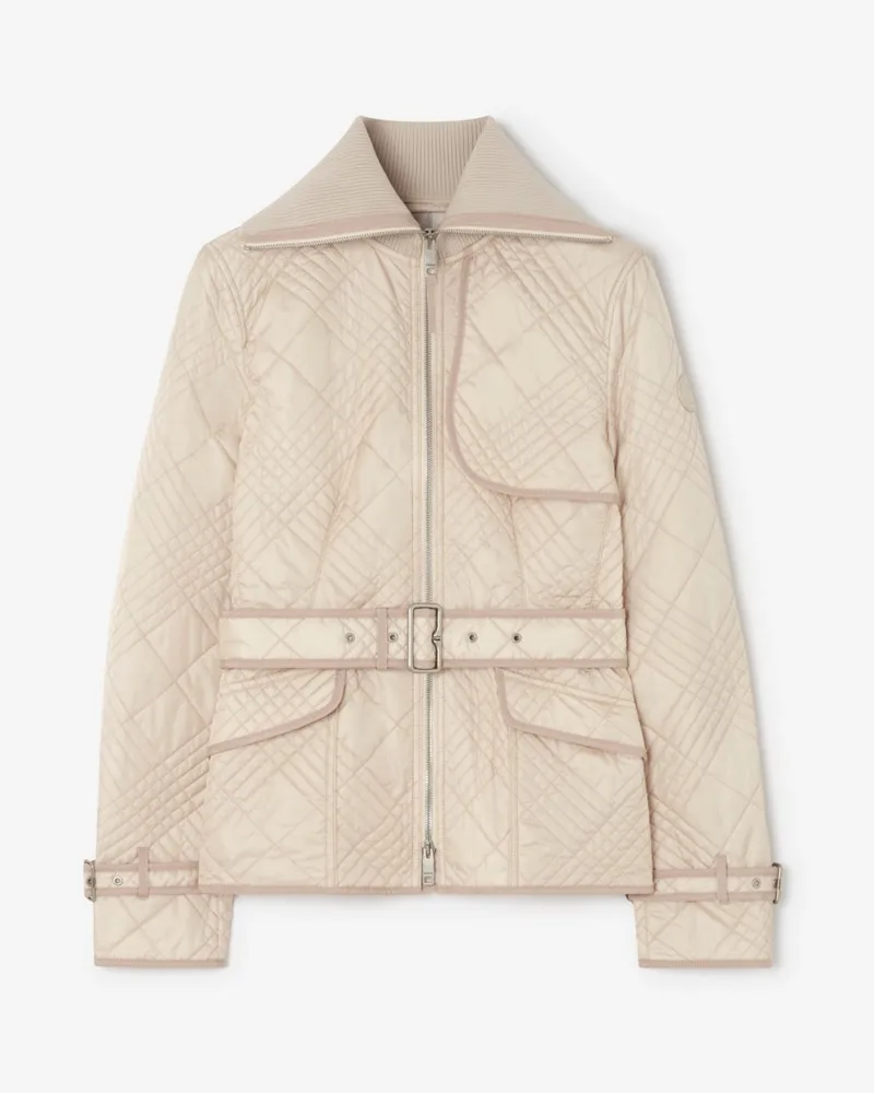 Burberry Nylonjacke „Abbeydale“ mit kleinem Karo-Nahtmuster , Size Beige