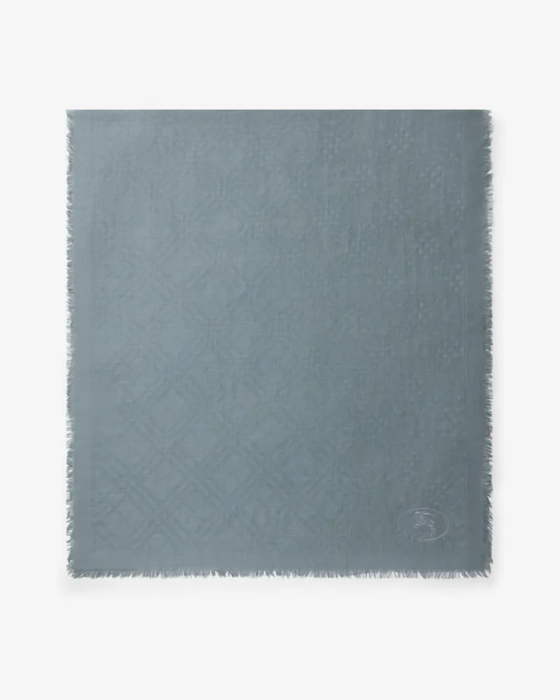 Burberry Breiterer Schal aus Wolle und Seide in Check Index-blau