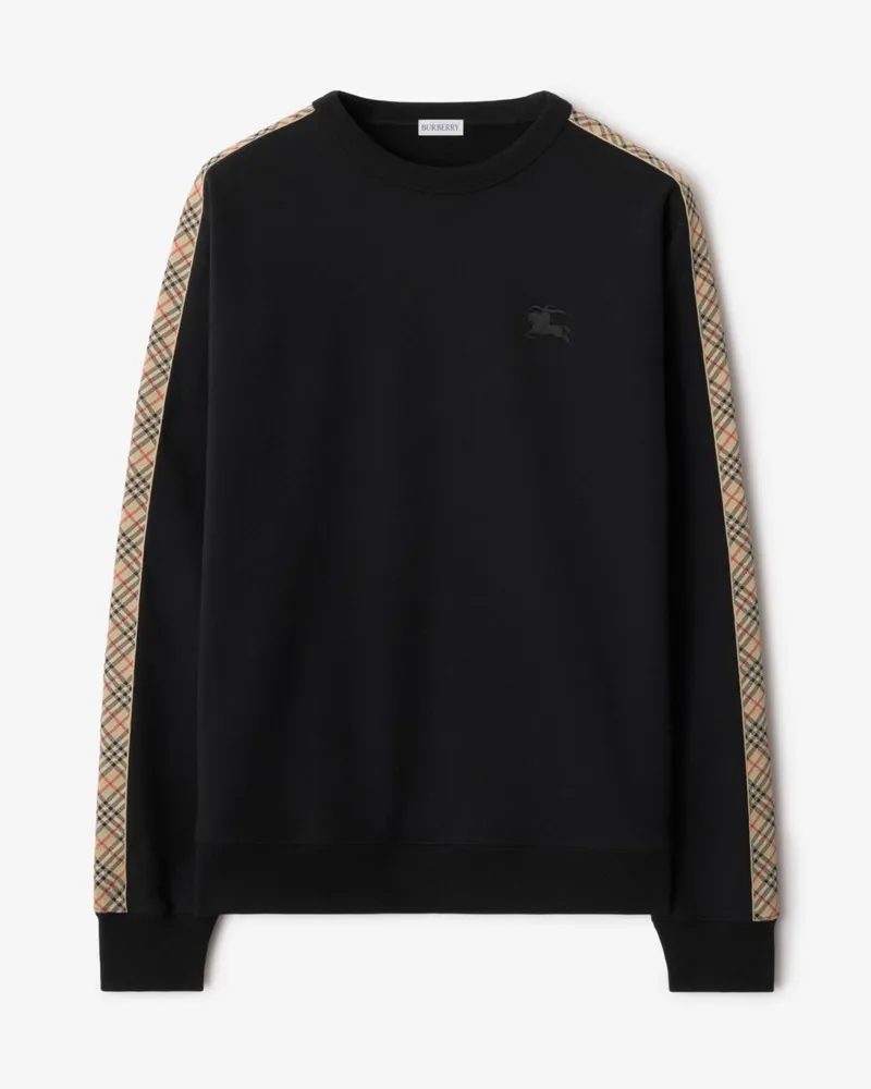 Burberry Baumwollsweatshirt mit Karobesatz Schwarz