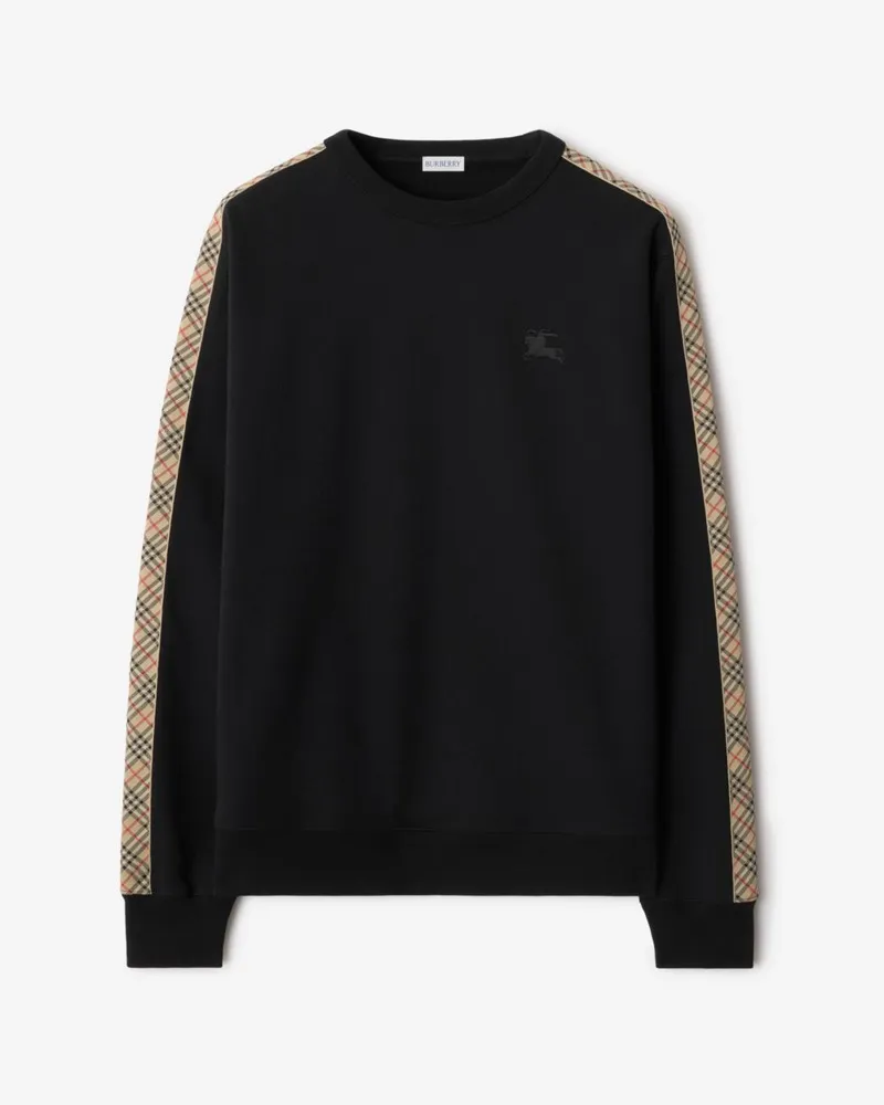 Burberry Baumwollsweatshirt mit Karobesatz Schwarz
