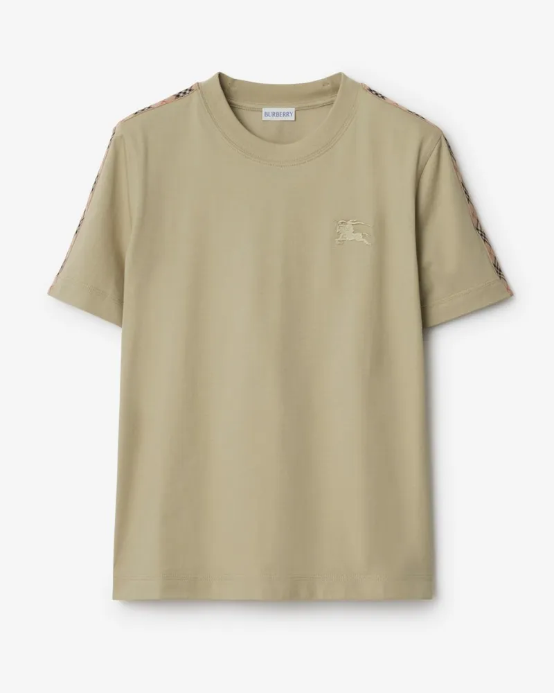 Burberry Baumwoll-T-Shirt mit Check-Besatz Beige