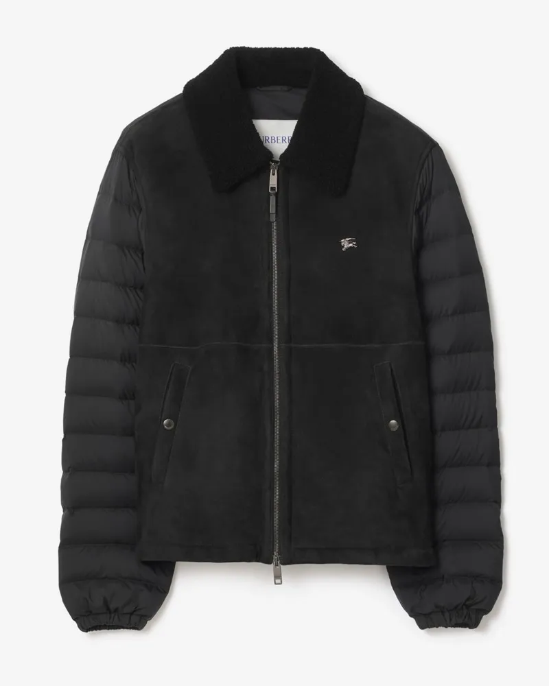 Burberry Wattierte Jacke aus Lammfell und Nylon Schwarz