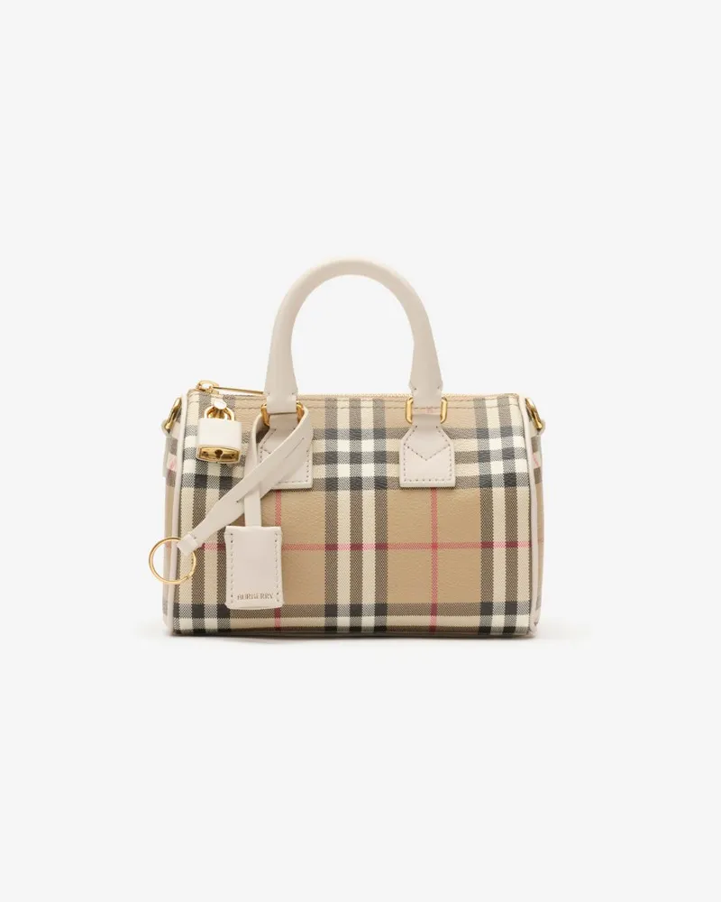 Burberry Bowlingtasche in Check im Kleinformat Vintage-beige