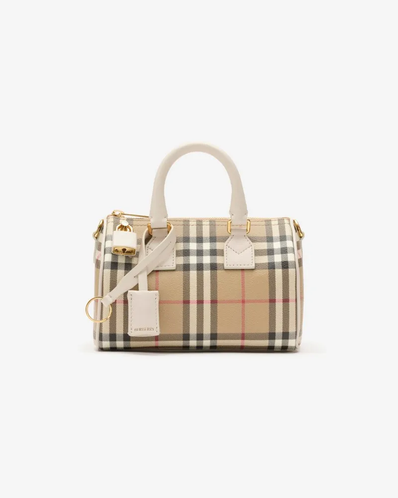Burberry Bowlingtasche in Check im Kleinformat Vintage-beige