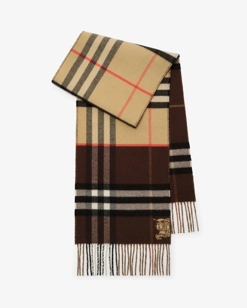 Burberry Kaschmirschal in kontrastierendem Check Sand-beige