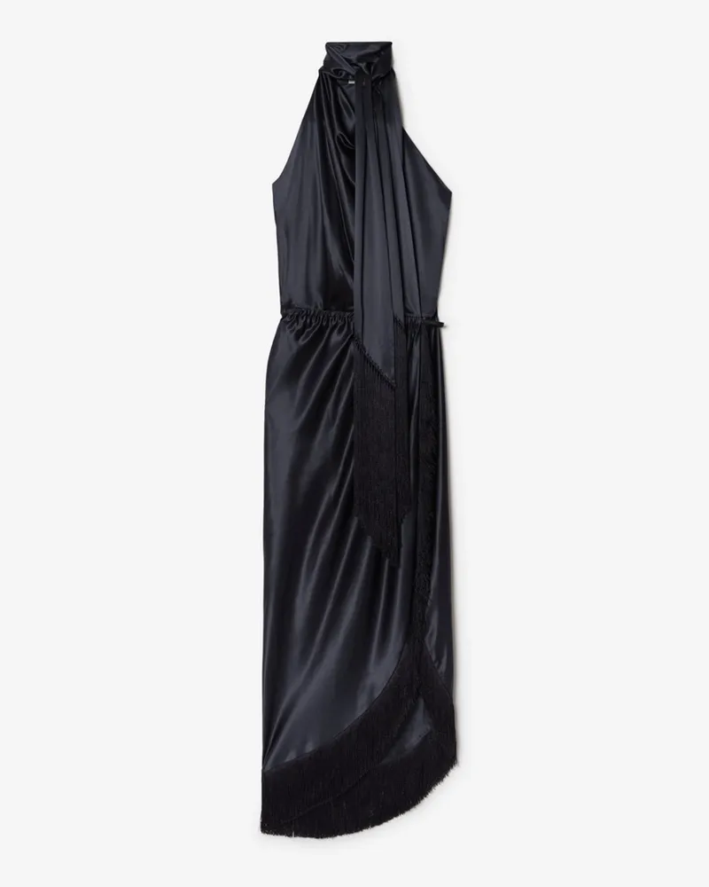 Burberry Schluppenkleid aus Seide mit Fransen , Size Iris