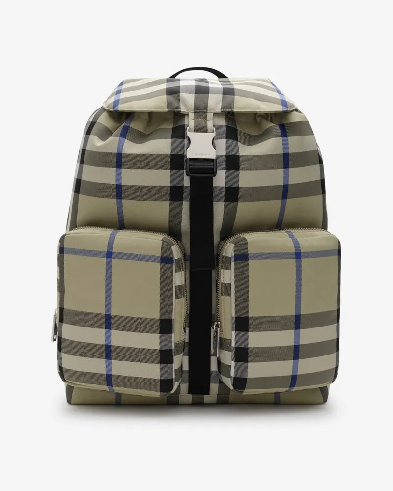 Burberry Mittelgroßer Rucksack in Check Lichen-beige