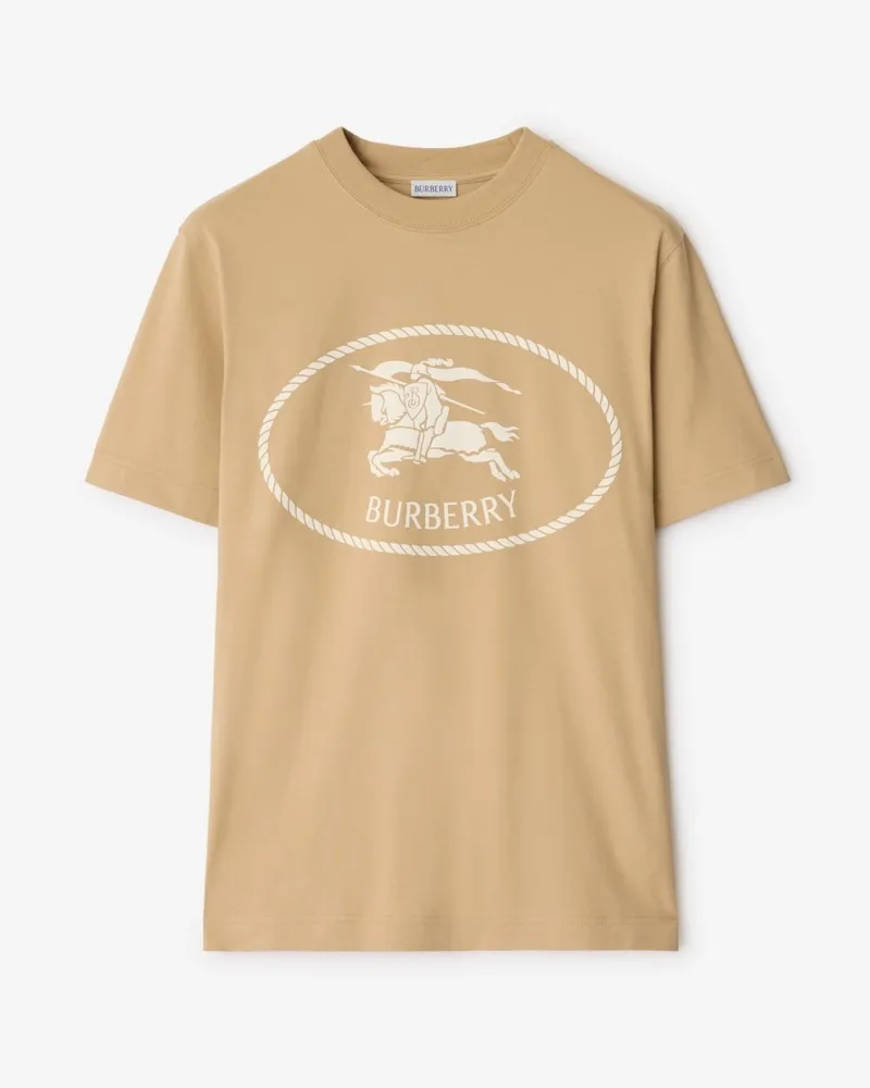 Burberry Baumwoll-T-Shirt mit Knight Stamp Flachsfarben