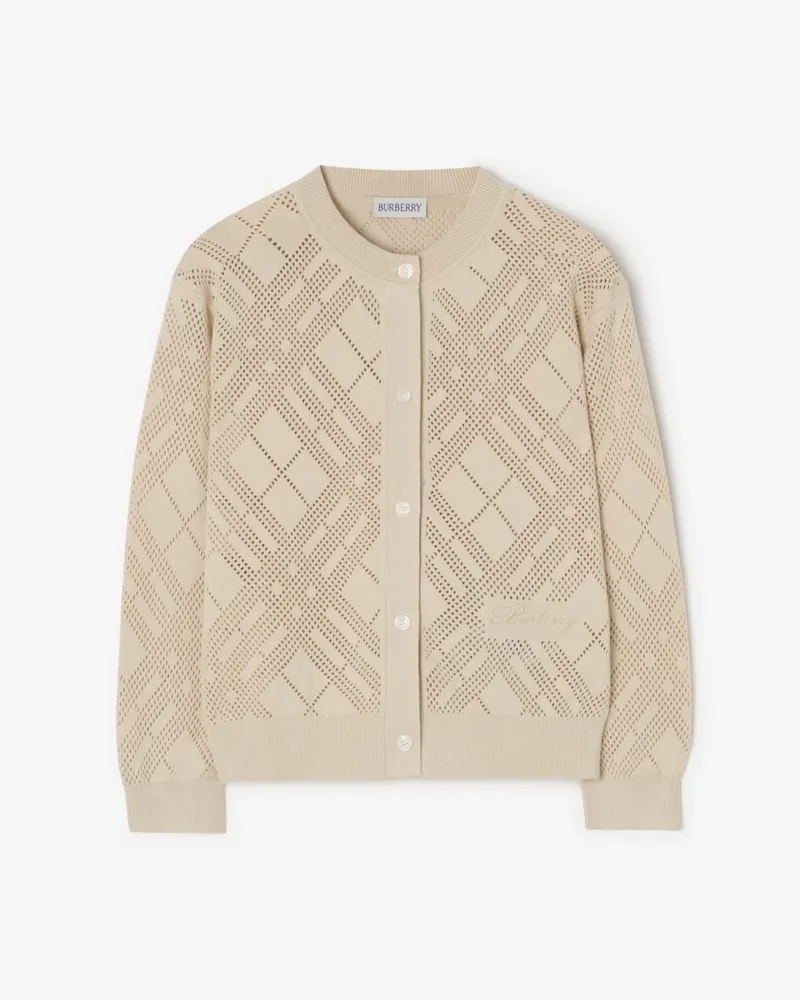 Burberry Baumwollcardigan im Pointelle-Strick , Size Clam-beige