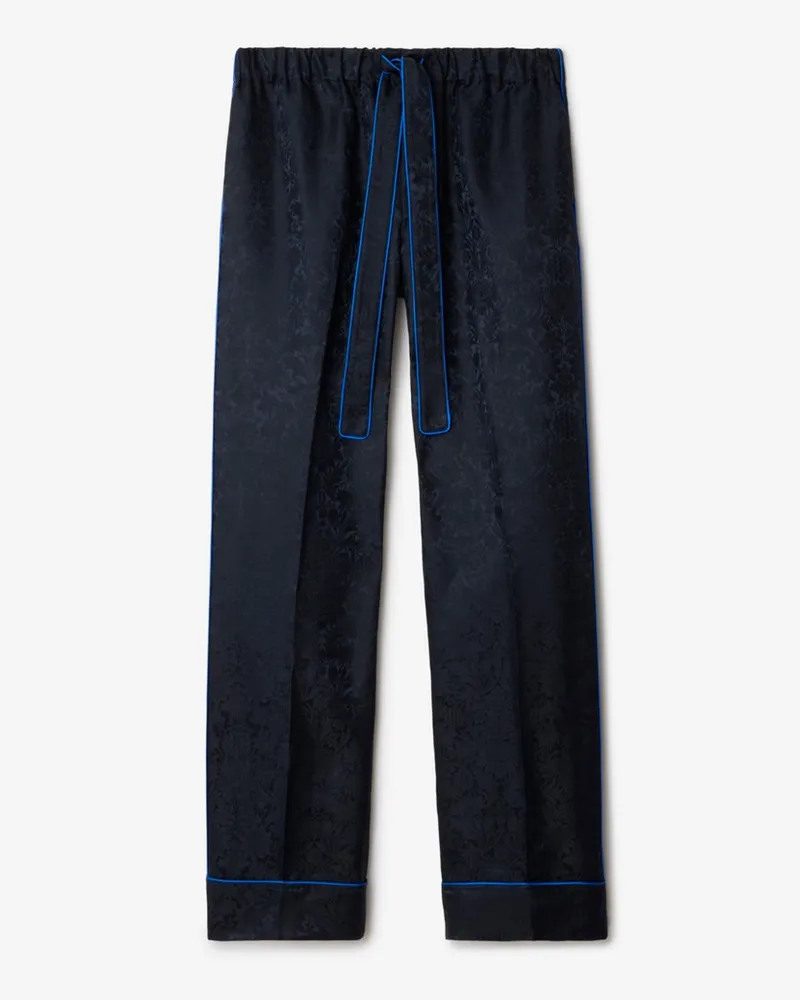 Burberry Seiden-Pyjamahose mit Sonnenblumen Silhouette-schwarz