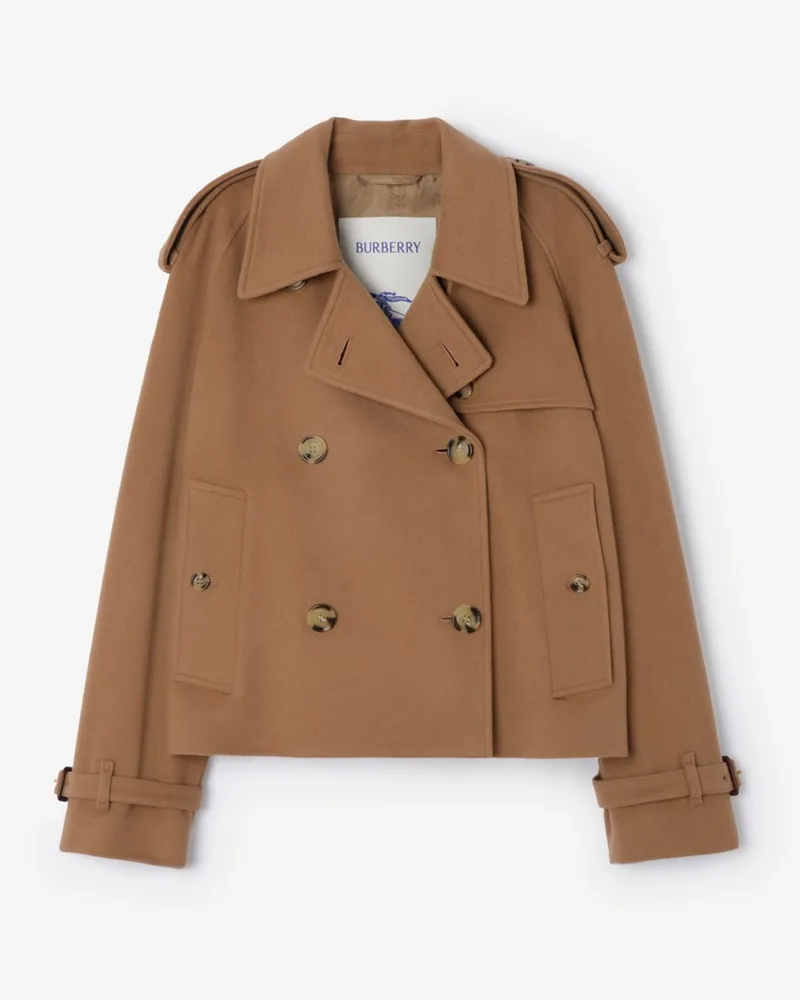 Burberry Cropped-Trenchjacke „Mayfair“ aus Kaschmir , Size Camel-braun