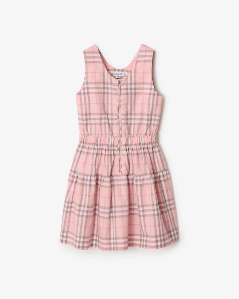 Burberry Baumwollkleid in Check , Size Peony-rosa