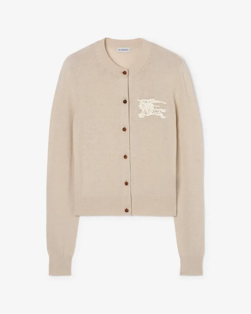 Burberry Baumwoll-Woll-Cardigan mit Knight , Size Easel-beige