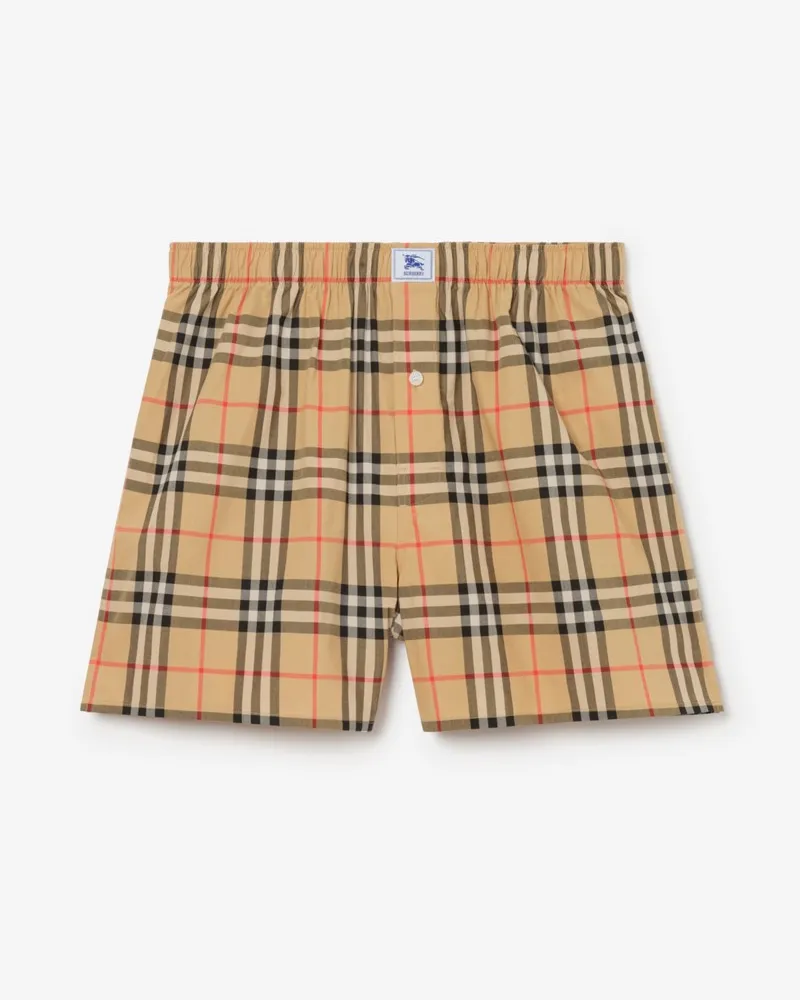 Burberry Baumwoll-Boxershorts in Check , Size Vintage-beige