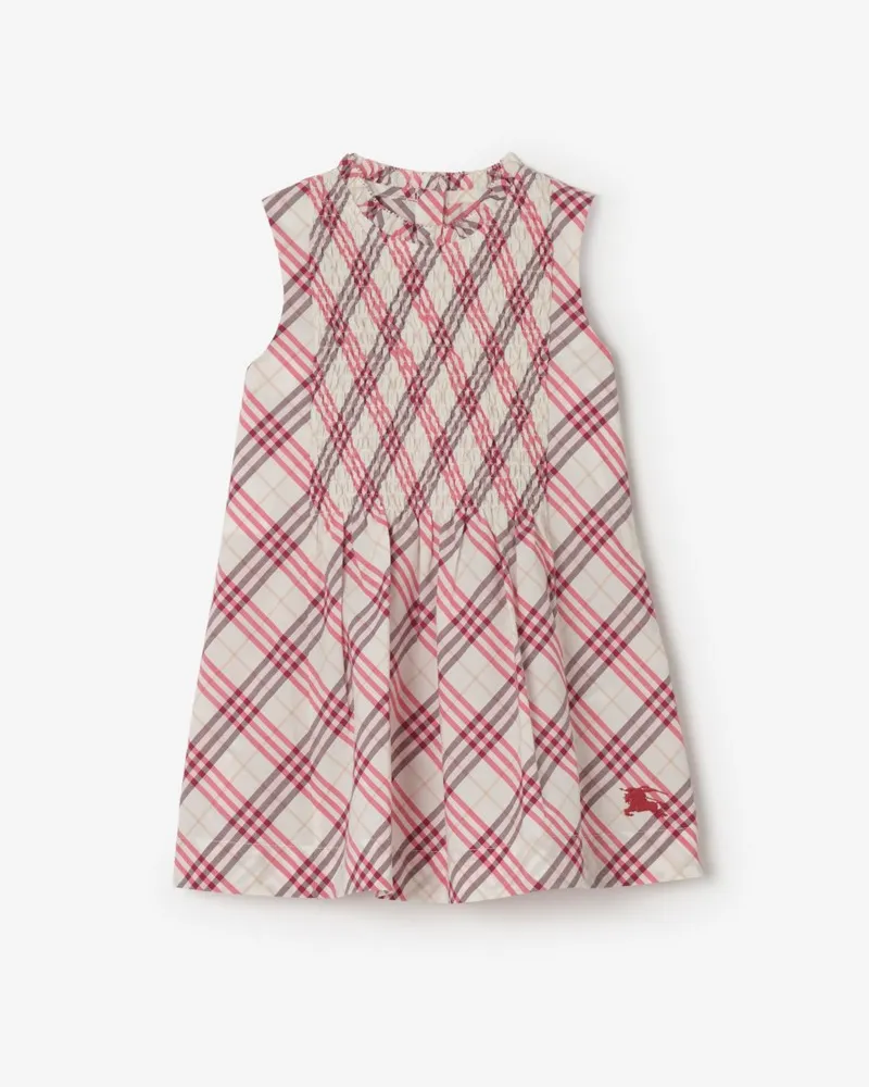 Burberry Baumwollkleid in Check , Size Aubergine-violett