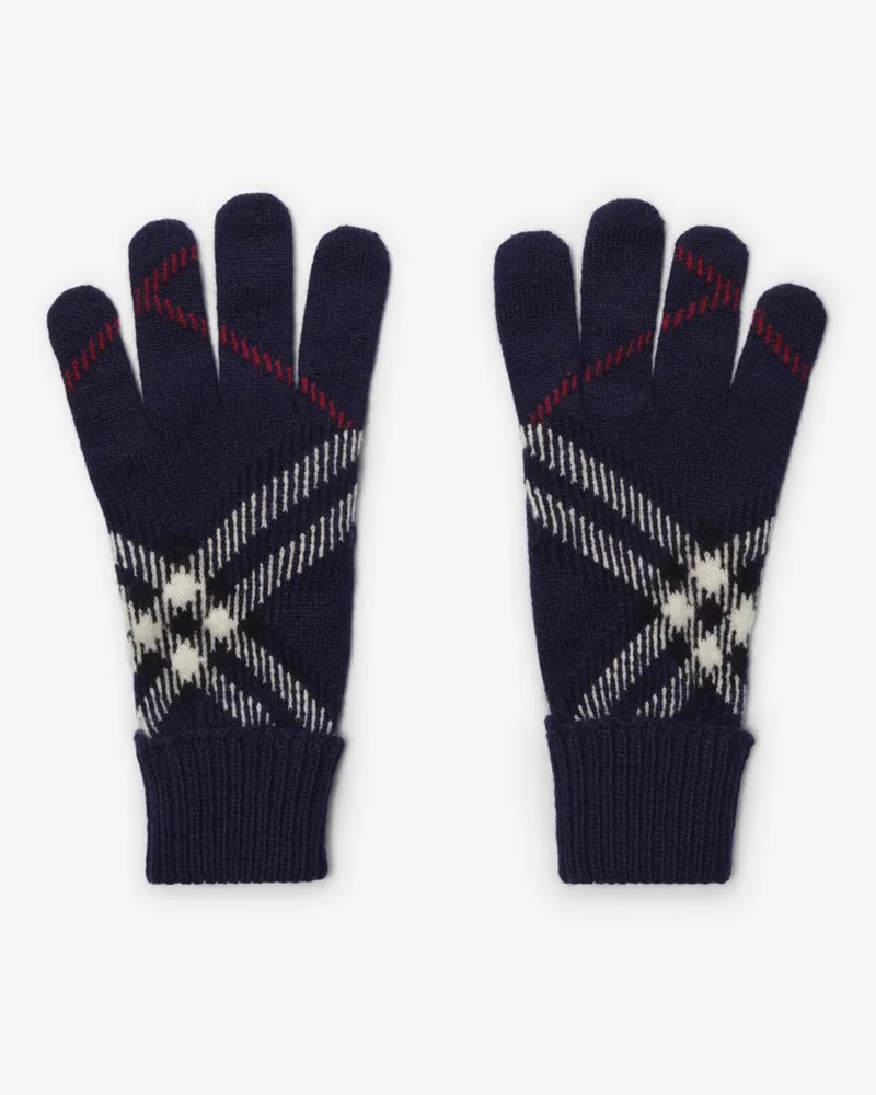 Burberry Handschuhe aus einer Kaschmirmischung in Check , Size Ink-blau
