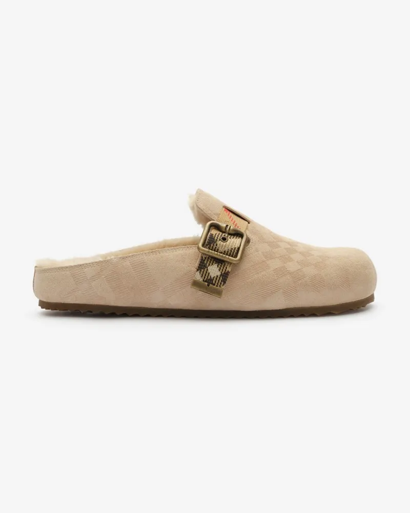 Burberry Lammfell-Clogs „Urchin“ in Check , Size Blonde
