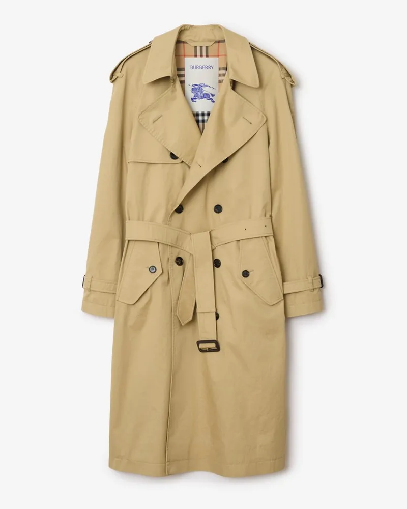 Burberry Mittellanger Trenchcoat aus Gabardine Hamper-beige