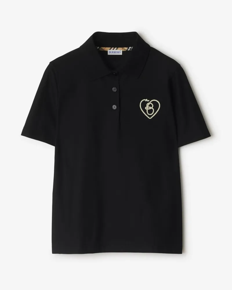 Burberry Baumwoll-Poloshirt mit B-Herz Schwarz