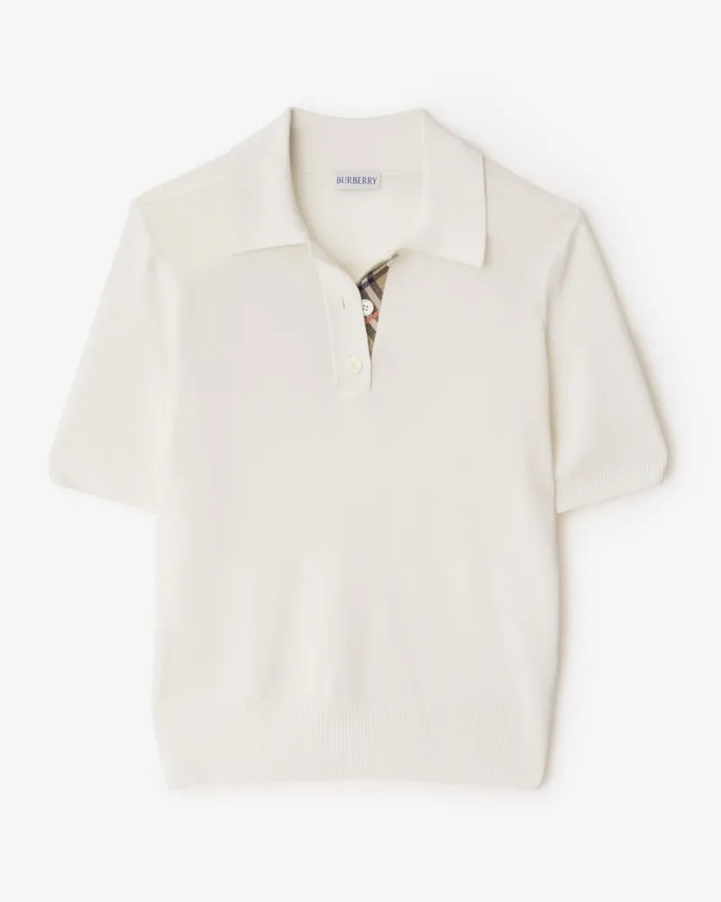 Burberry Poloshirt aus Wolle Chalk-weiß
