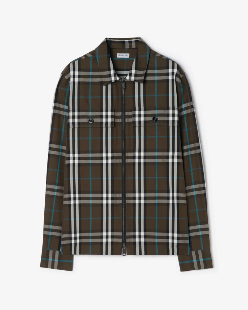 Burberry Baumwoll-Hemdjacke in Check Snug-braun