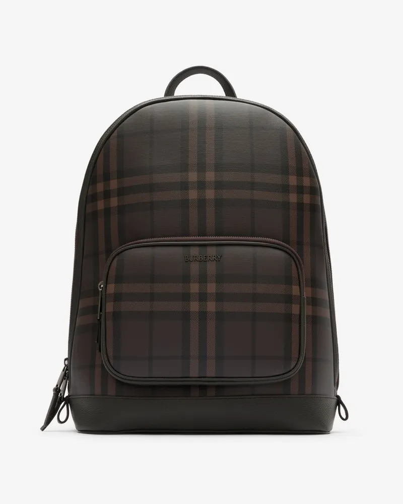 Burberry Rucksack „City“ in Check mit Reißverschluss Dunkelbraun
