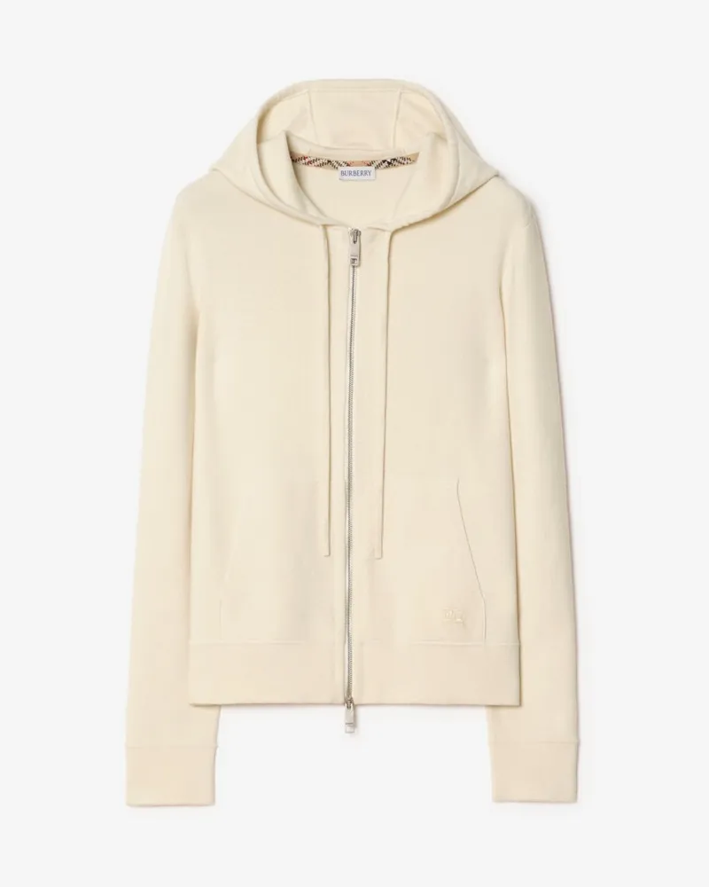 Burberry Kaschmir-Seidenmisch-Kapuzenjacke , Size Ceramic