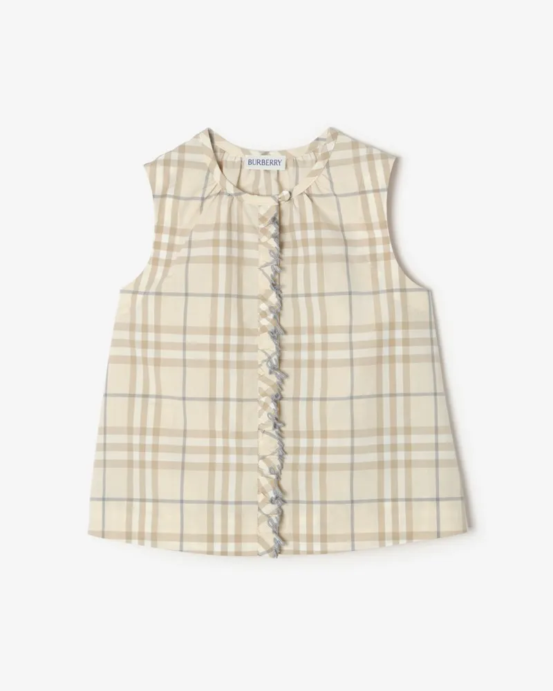 Burberry Baumwolltop in Check , Size Sesame-beige
