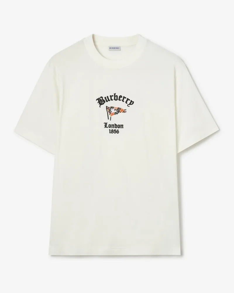 Burberry Baumwoll-T-Shirt mit Flagge in Check Chalk-weiß
