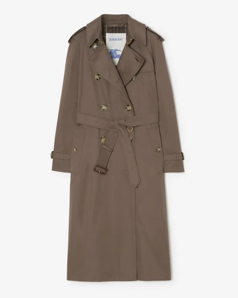 Burberry Langer Trenchcoat „Waterloo“ aus Tropengabardine , Size Sepia-braun