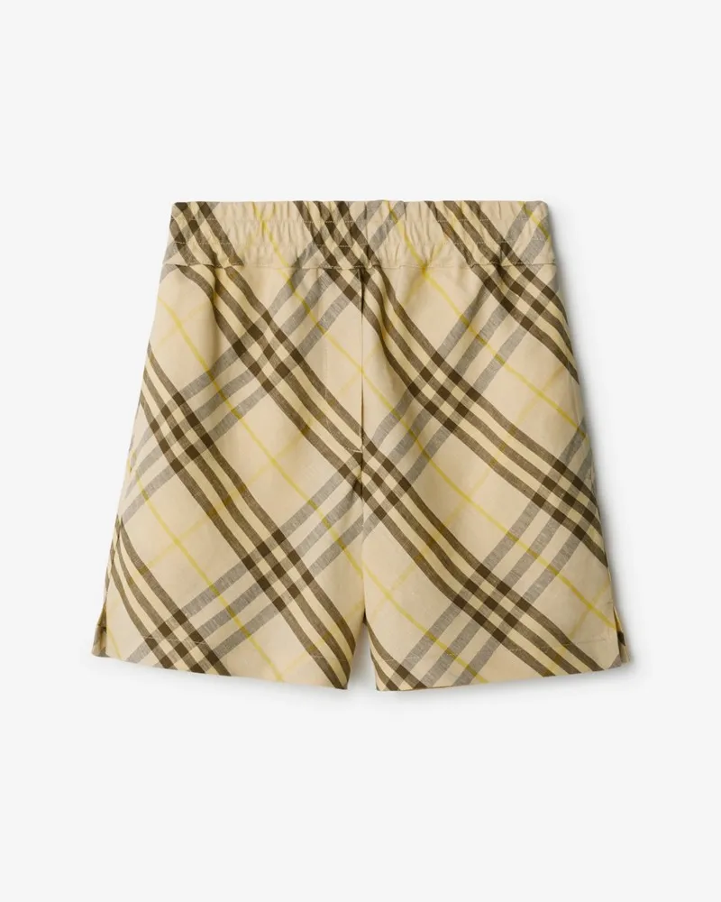 Burberry Leinenshorts in Check Wheat