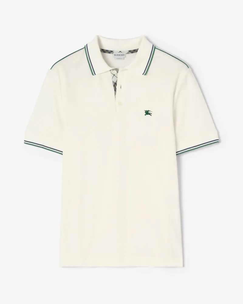 Burberry Tennis-Poloshirt aus einer Baumwollmischung , Size Chalk-weiß