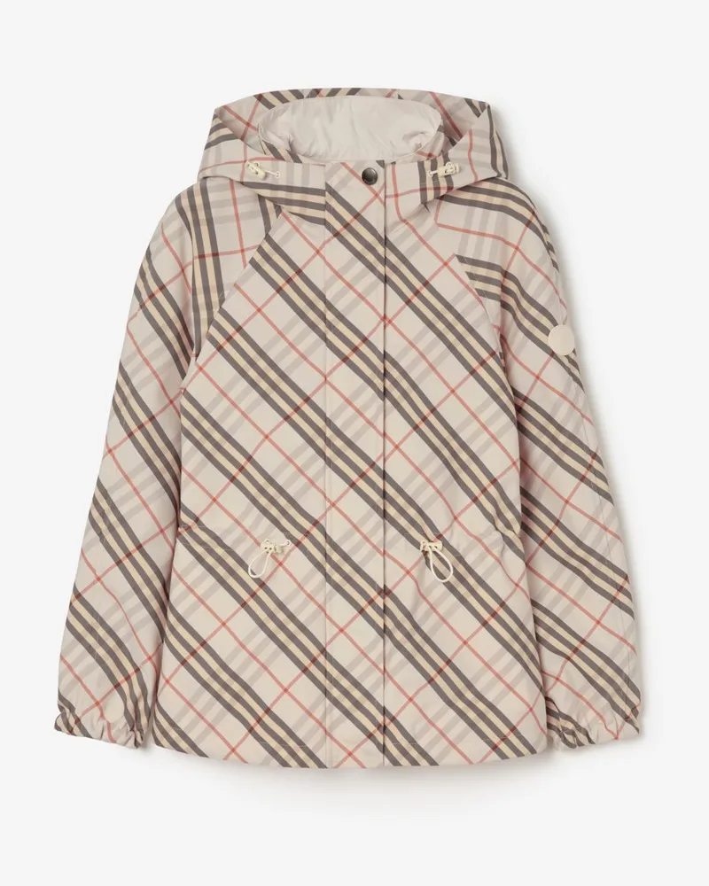Burberry Wendbare Kapuzenjacke in Check , Size Pebble-beige