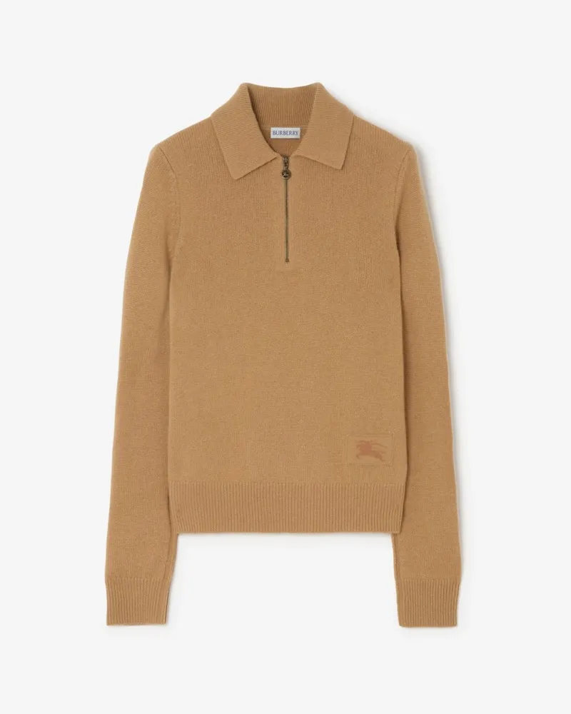 Burberry Langärmeliges Kaschmir-Poloshirt Butterscotch
