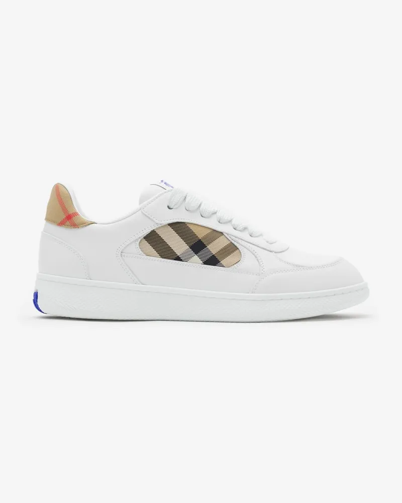Burberry Sneaker „Terrace“ aus Leder mit Check , Size Weiß